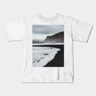 Black Sand Beach Edge Kids T-Shirt